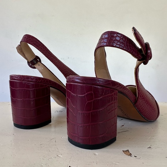 Franco Sarto Trista Plum Faux Crocodile Sling Back Block Heels Size 6.5 M - Picture 4 of 9